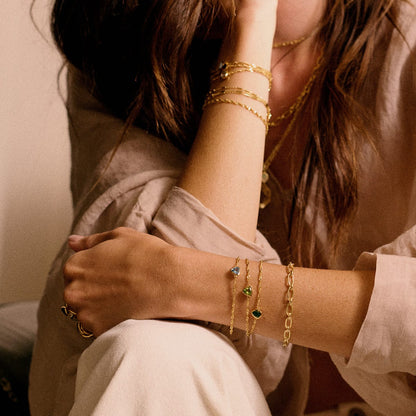 Birthstone Charm Bracelet 18ct Gold Plate