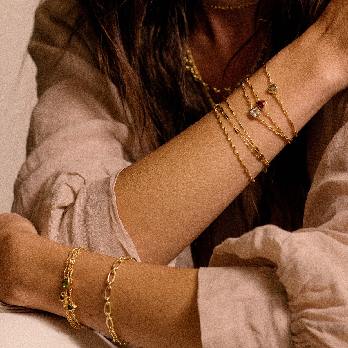 Birthstone Charm Bracelet 18ct Gold Plate