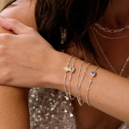 Birthstone Charm Bracelet Sterling Silver