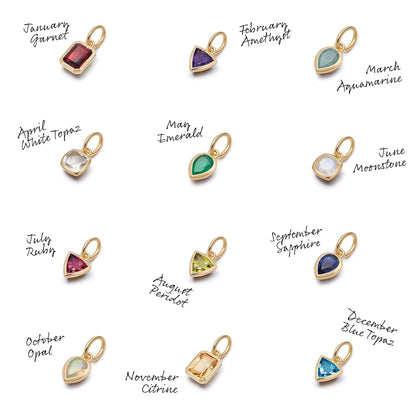Birthstone Charm Necklace 18ct Gold Plate