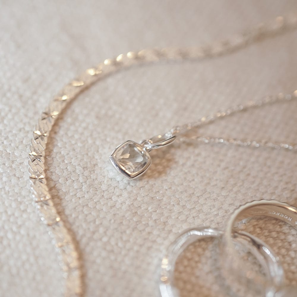 Birthstone Charm Necklace Sterling Silver