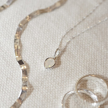 Birthstone Charm Necklace Sterling Silver