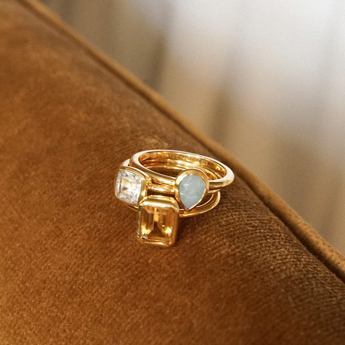 Birthstone Ring 18ct Gold Plate