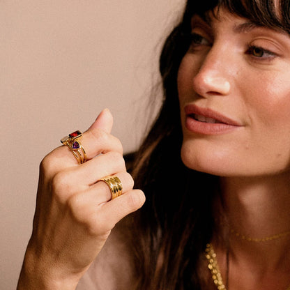 Birthstone Ring 18ct Gold Plate