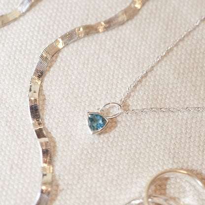 Blue Topaz December Birthstone Charm Pendant Sterling Silver