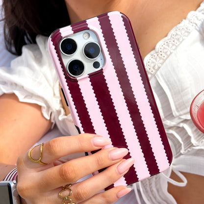 Tough Phone Case - Blushberry Scallop Stripes