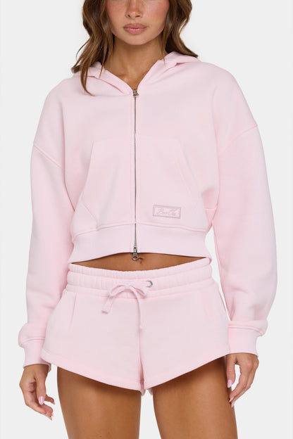 Oversized Zip-Up Hoodie in Sorbet
