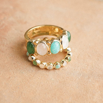 Bold Mixed Gemstone Ring 18ct Gold Plate