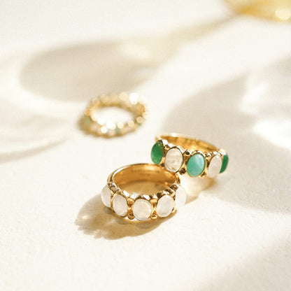 Bold Mixed Gemstone Ring 18ct Gold Plate