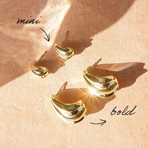 Mini Wave Stud Earrings 18ct Gold Plate