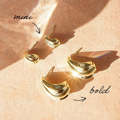 Mini Wave Stud Earrings 18ct Gold Plate