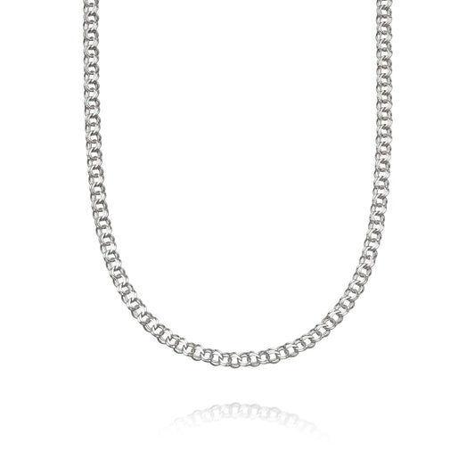 Double Curb Chain Necklace Sterling Silver