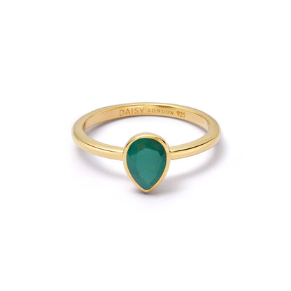 Emerald May Birthstone Ring 18ct Gold Plate