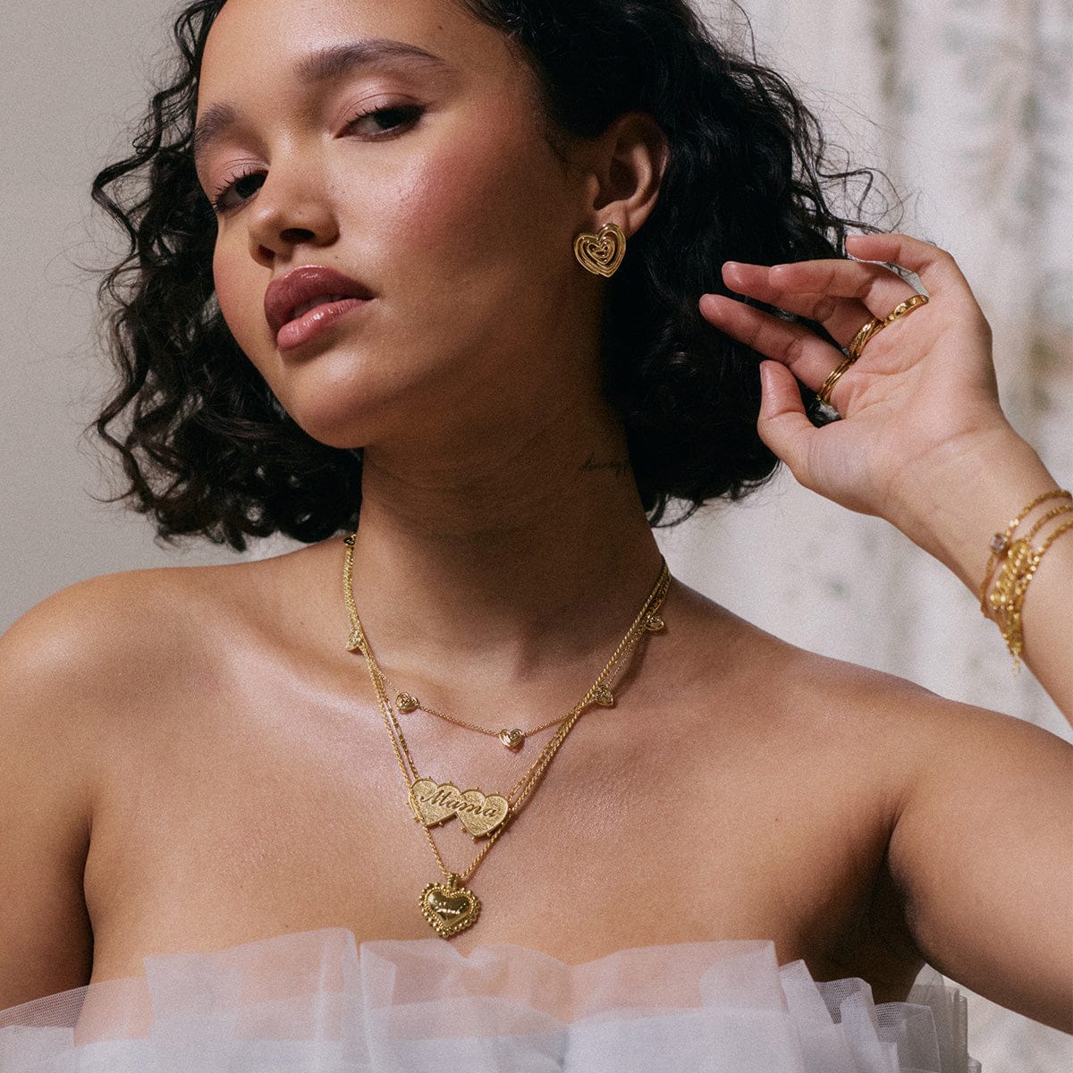 Engravable Bobble Heart Necklace 18ct Gold Plate