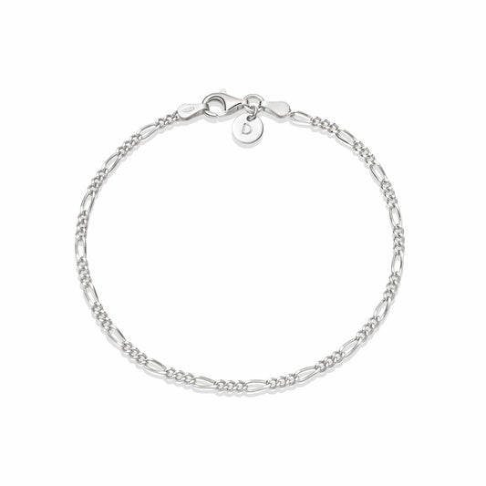 Thin Figaro Chain Bracelet Sterling Silver