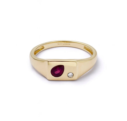 Estée Lalonde Birthstone Signet Ring 14ct Solid Gold