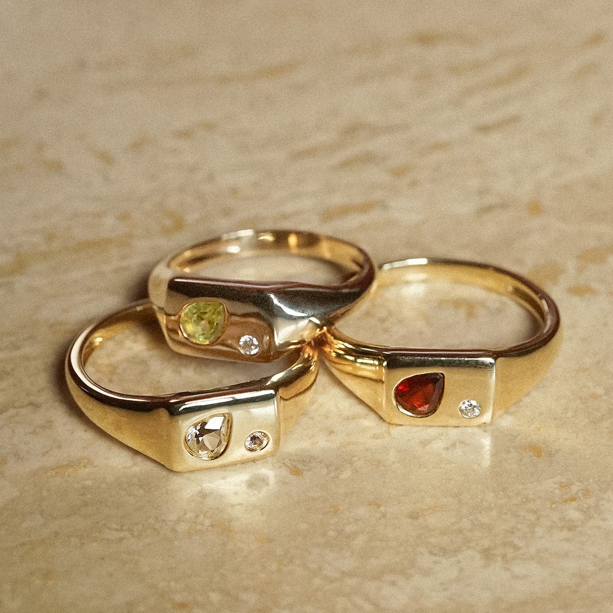 Estée Lalonde Birthstone Signet Ring 14ct Solid Gold