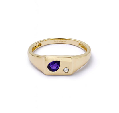 Estée Lalonde Birthstone Signet Ring 14ct Solid Gold