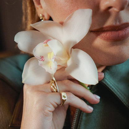 Estée Lalonde Birthstone Signet Ring 14ct Solid Gold