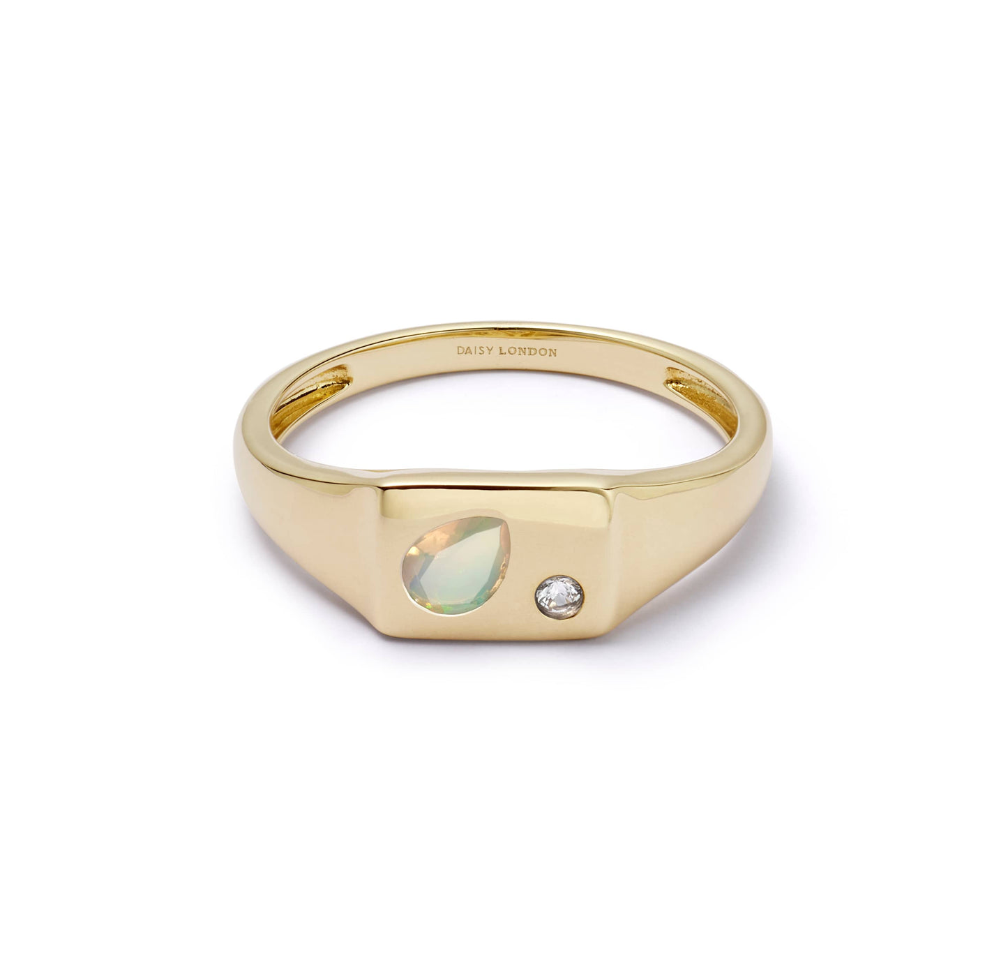 Estée Lalonde Birthstone Signet Ring 18ct Gold Plate
