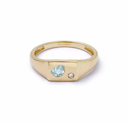 Estée Lalonde Birthstone Signet Ring 18ct Gold Plate