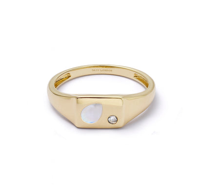 Estée Lalonde Birthstone Signet Ring 18ct Gold Plate