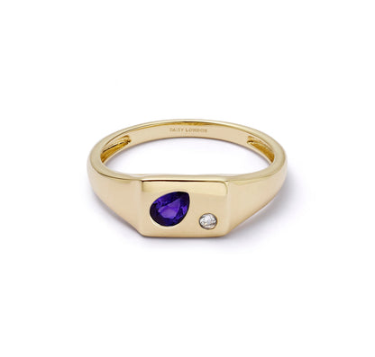 Estée Lalonde Birthstone Signet Ring 18ct Gold Plate