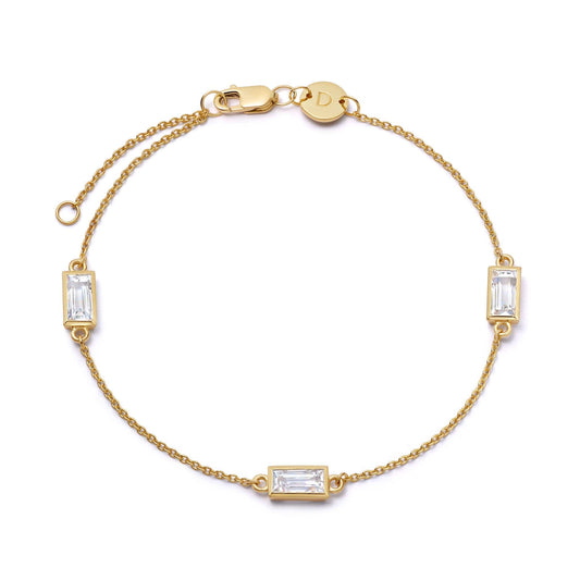 Estée Lalonde Fine Baguette Sapphire Station Bracelet 14ct Solid Gold