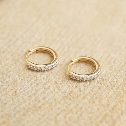 Estée Lalonde Fine Pavé Single Huggie Hoop Earring 14ct Solid Gold