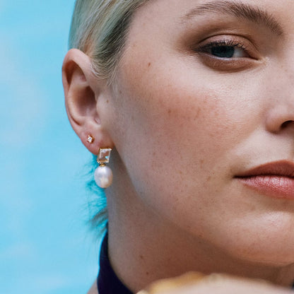 Estée Lalonde Fine Sapphire & Pearl Single Drop Earring 14ct Solid Gold