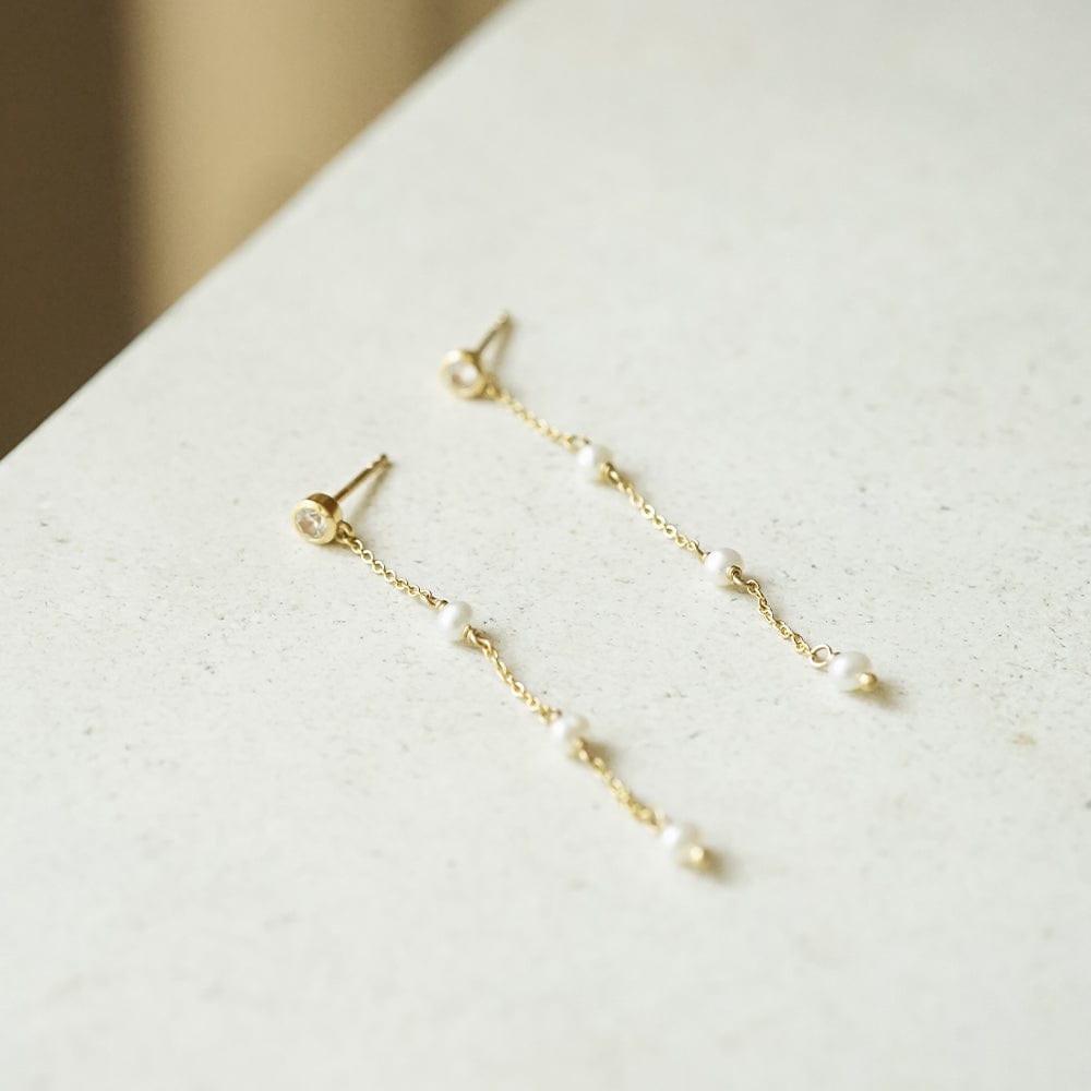Estée Lalonde Fine Sapphire & Pearl Icicle Earrings 14ct Solid Gold