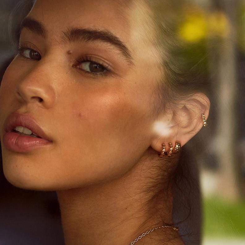 Triangle Huggie Hoop Earrings 18ct Gold Plate