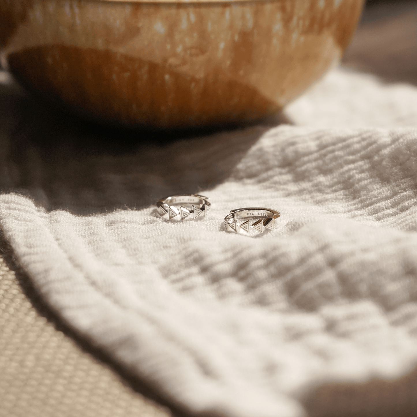 Triangle Huggie Hoop Earrings Sterling Silver