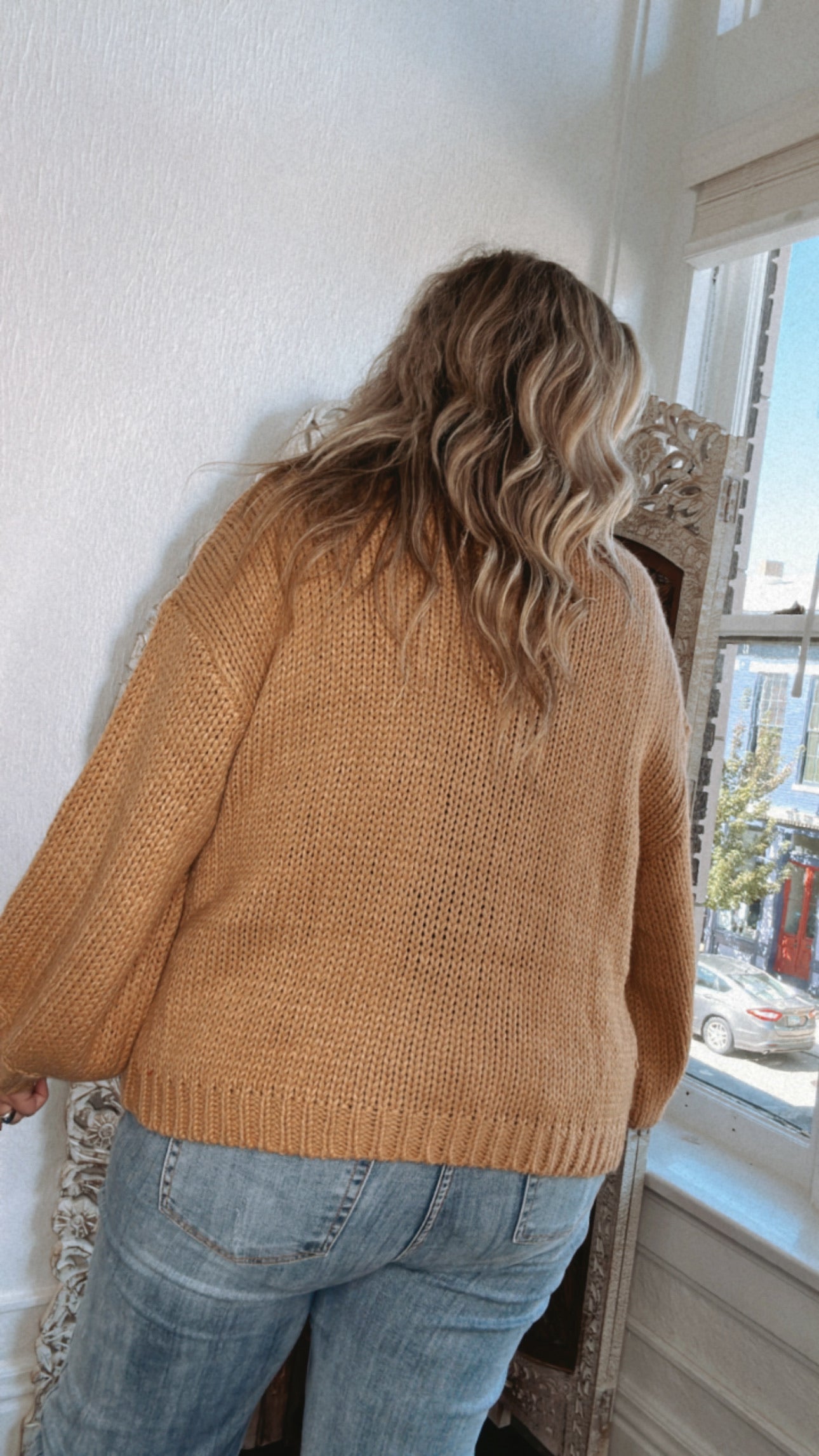 Touch Of Daisy Floral Knit Cardi, Camel