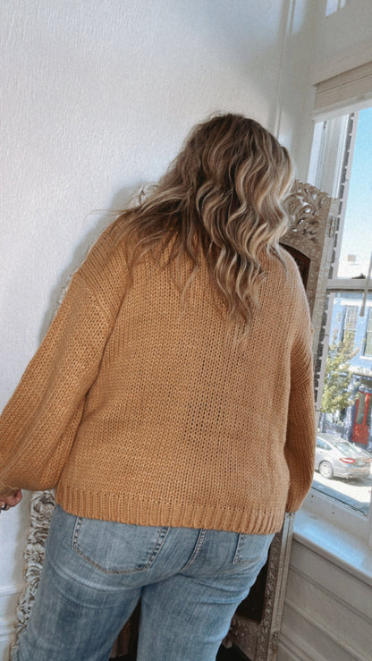 Touch Of Daisy Floral Knit Cardi, Camel