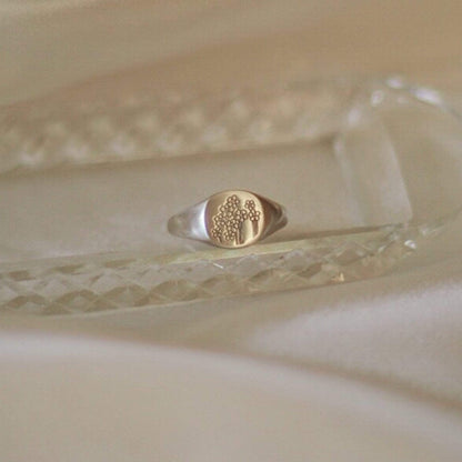 Forget Me Not Signet Ring Sterling Silver