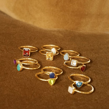 Garnet January Birthstone Ring 18ct Gold Plate