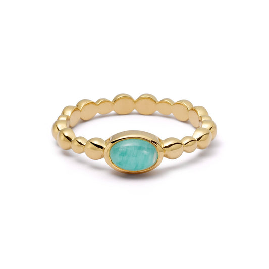 Healing Stone Bobble Ring 18ct Gold Plate