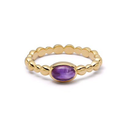Healing Stone Bobble Ring 18ct Gold Plate