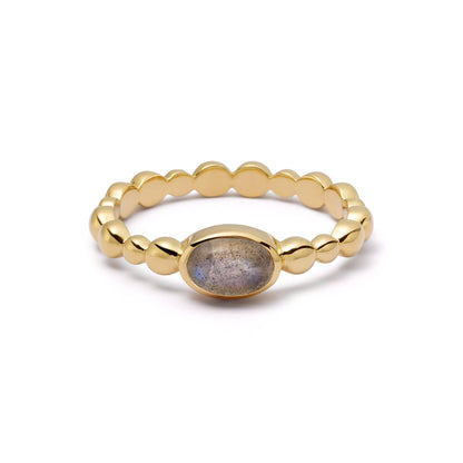Healing Stone Bobble Ring 18ct Gold Plate