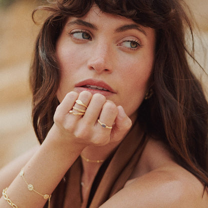 Healing Stone Bobble Ring 18ct Gold Plate