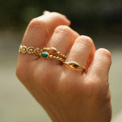 Healing Stone Bobble Ring 18ct Gold Plate