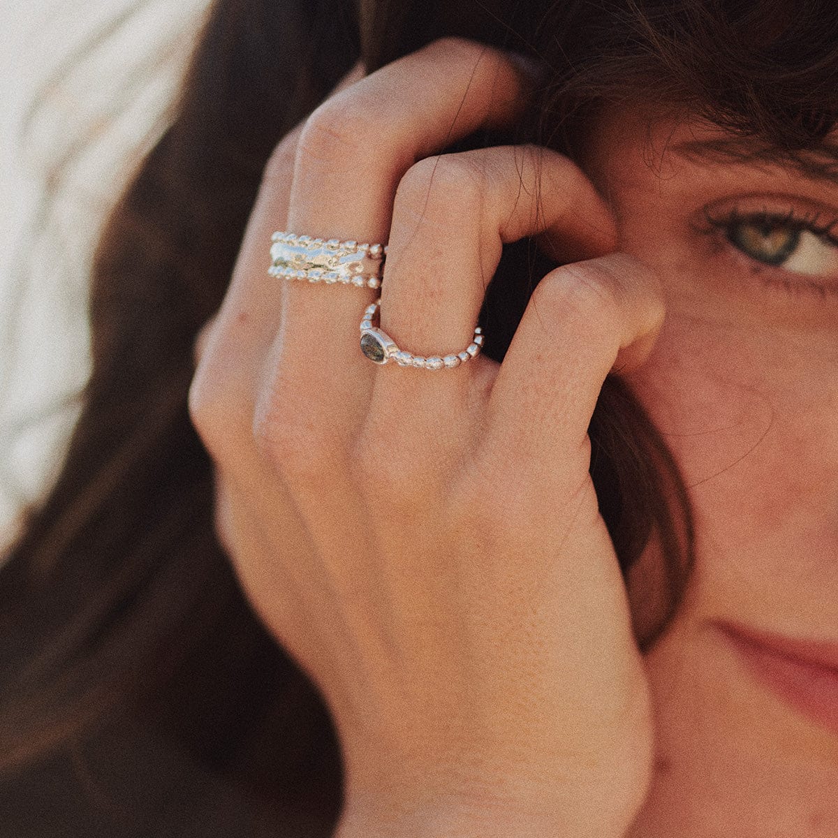 Healing Stone Bobble Ring Sterling Silver