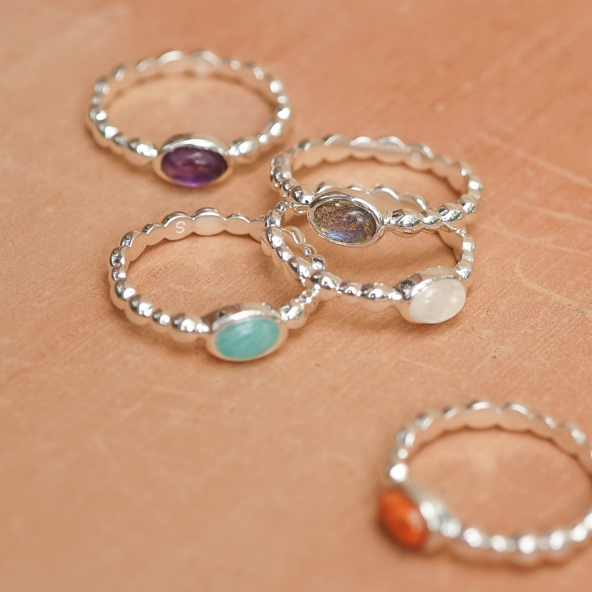 Healing Stone Bobble Ring Sterling Silver