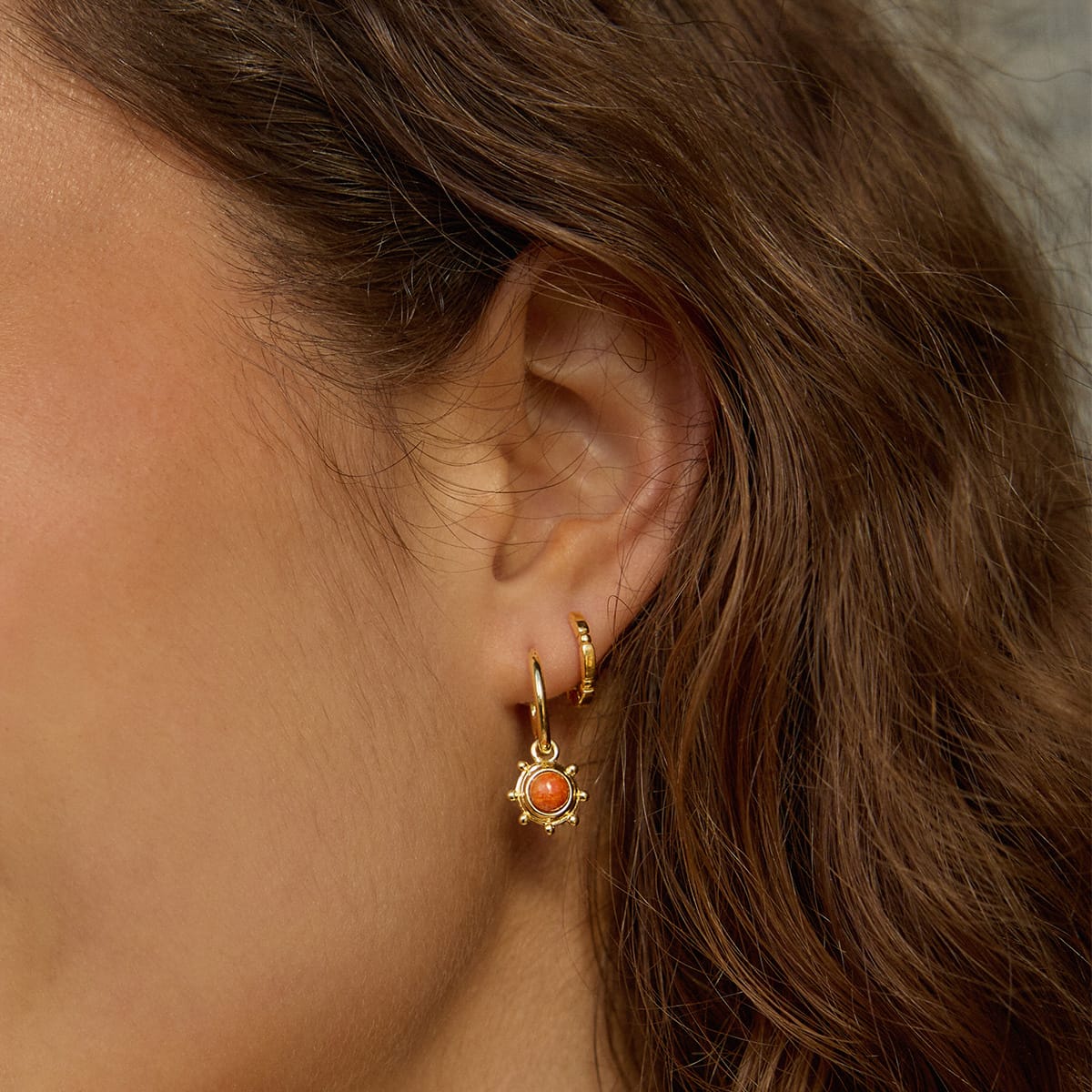 Healing Stone Charm Earrings 18ct Gold Plate