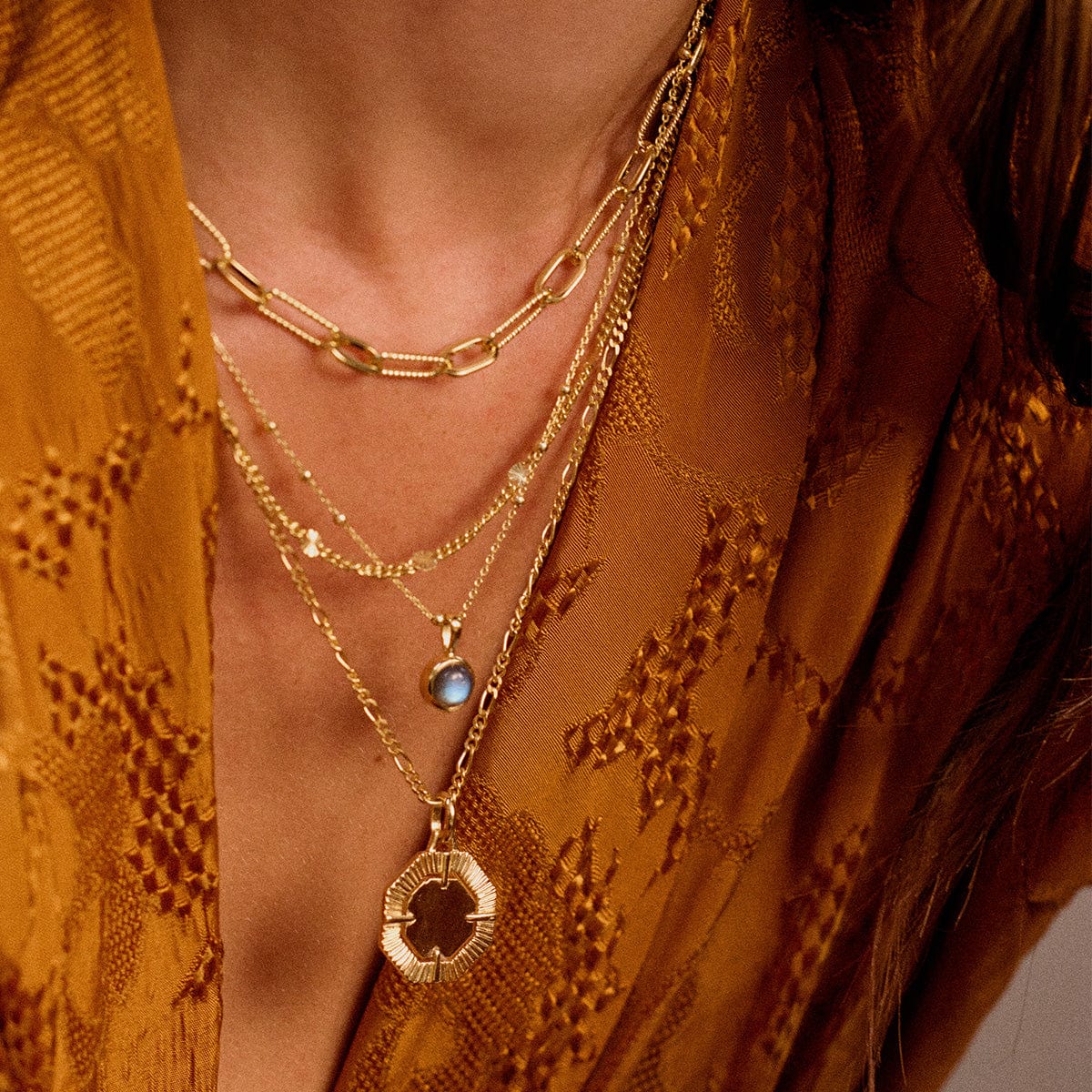 Healing Stone Necklace 18ct Gold Plate