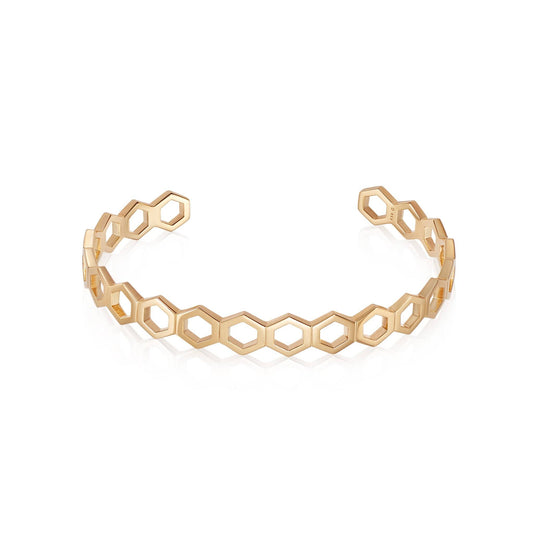 Hexagon Palm Cuff Bangle 18ct Gold Plate