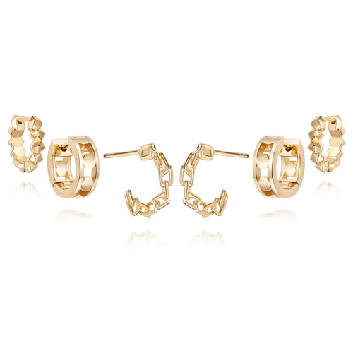 Iconic Huggie Earring Stack 18ct Gold Plate