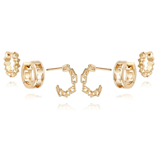 Iconic Huggie Earring Stack 18ct Gold Plate