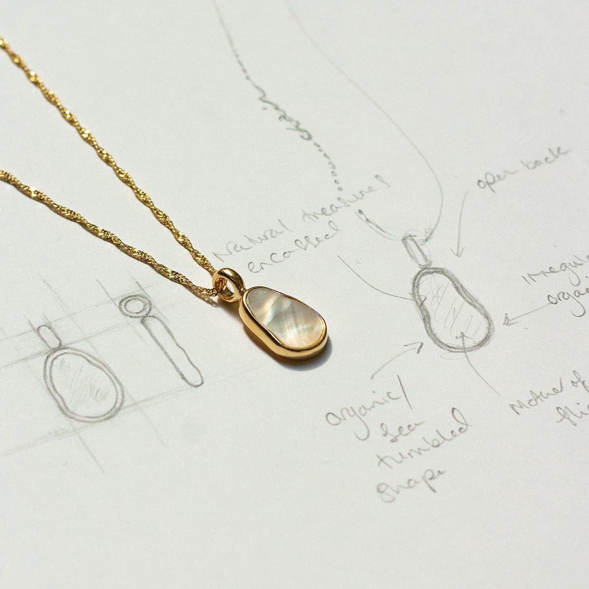 Mother of Pearl & Mama Necklace Layering Set 18ct Gold Plate